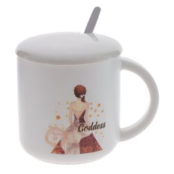 GAEM Кружка с крышкой и ложкой, 380 мл, L12 W9 H9,5 см, 4в.