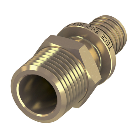Соединение прямое с ниппелем TECEflex, латунь 16 x R 3/4"