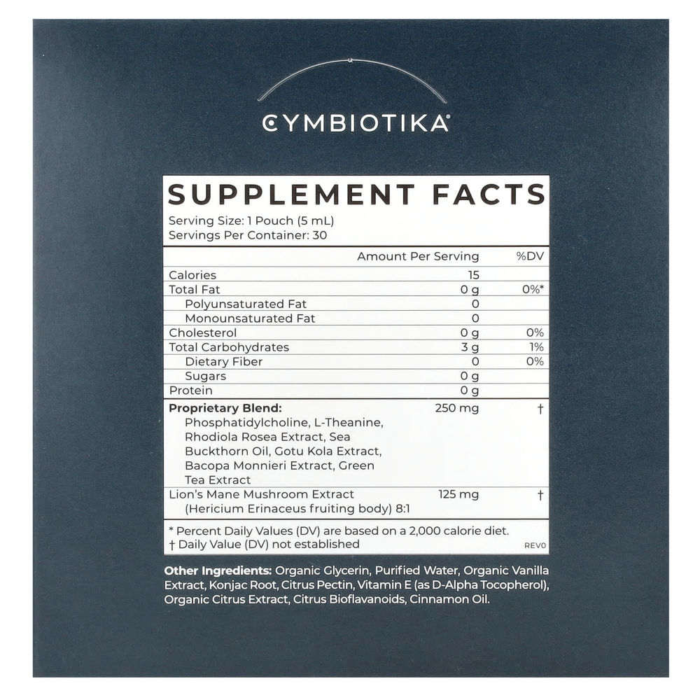 Cymbiotika, Golden Mind, здоровье мозга, ванильный чай, 30 пакетиков (5 мл)