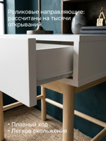 Стол письменный 120х60х79, Ола, с 2 ящиками, маникюрный, компьютерный, парта для школьника, детский, на ножках массив сосны, белый