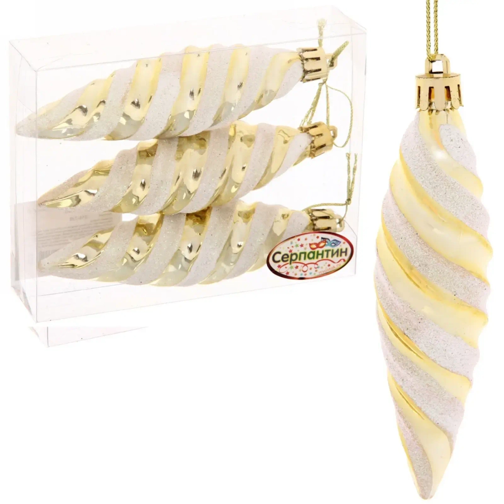 Ёлочные игрушки «Сосульки снежные» 11 см, золото (набор 3 шт)
