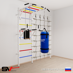 Шведская стенка Sv Sport усиленная 64310 (Турник рукоход/Брусья/Трапеция/Цепь/Мешок 15кг/Канатный лаз)
