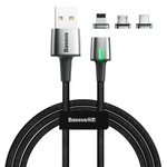 Кабель Baseus Zinc Magnetic Cable Kit (iP+Type-C+Micro) 1.5A 2m - Black