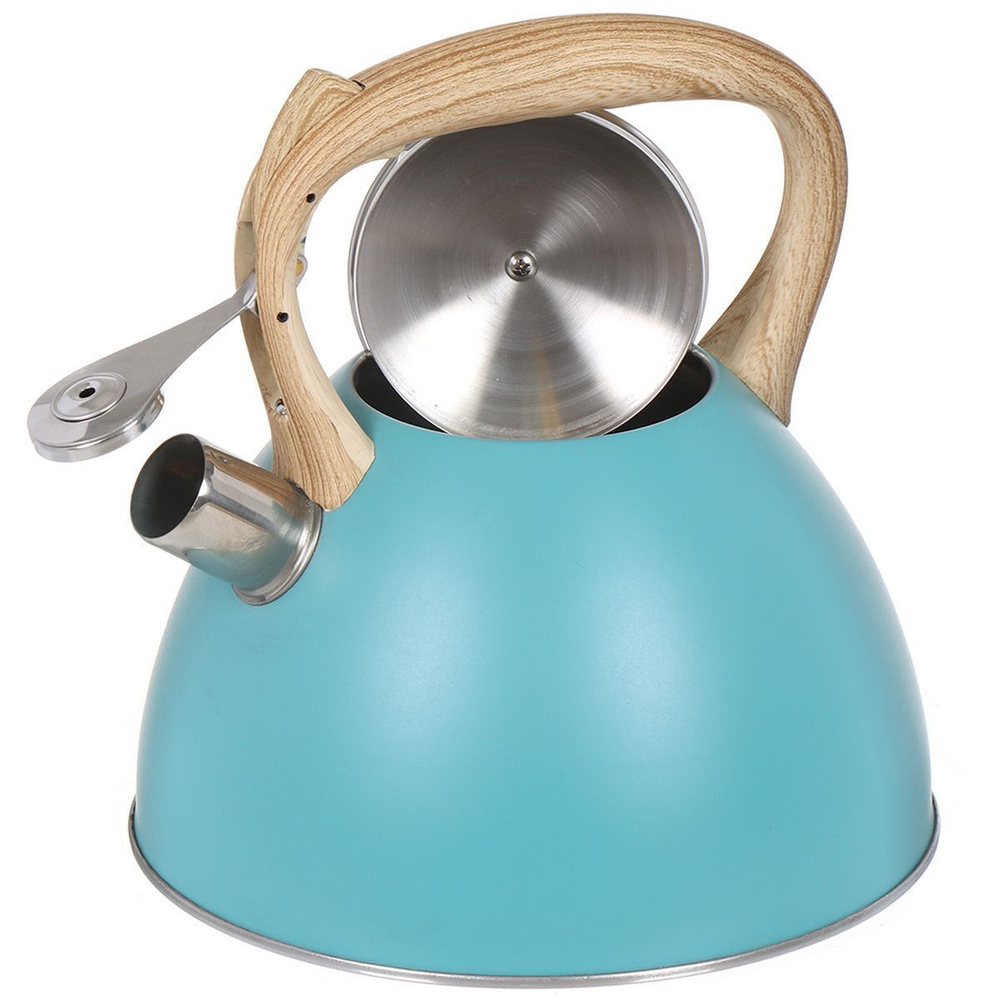 Чайник нерж, 3 л, свист, ручк с силик покр, Daniks, индукц, голуб, MSY-079B