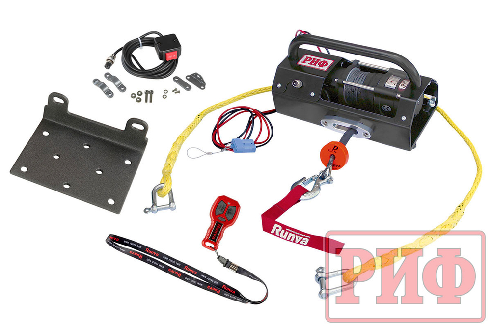 Лебёдка переносная 3500ASR c малой площадкой и проводами в сборе, синтетический трос РИФ
