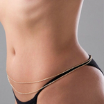 Стильная двойная золотистая цепочка на талию (Размер: S-M) (Цвет: золотистый)