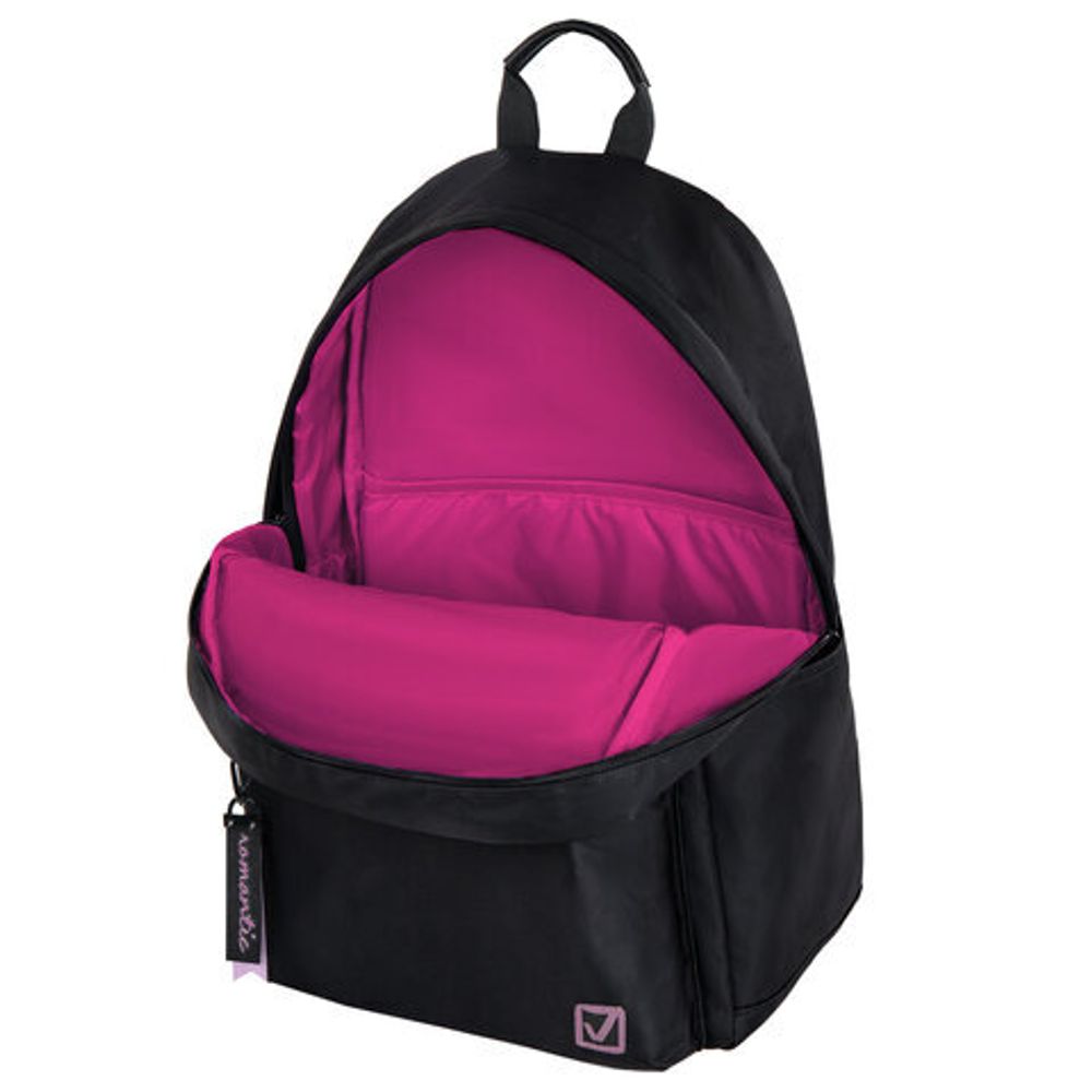 Рюкзак BRAUBERG FASHION CITY универсальный, "Romantic", черный, 44х31х16 см, 270808