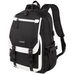 Рюкзак HEIKKI FUSION (ХЕЙКИ) универcальный, USB-порт, черный с белыми вставками, 45х31х15 см, 272578