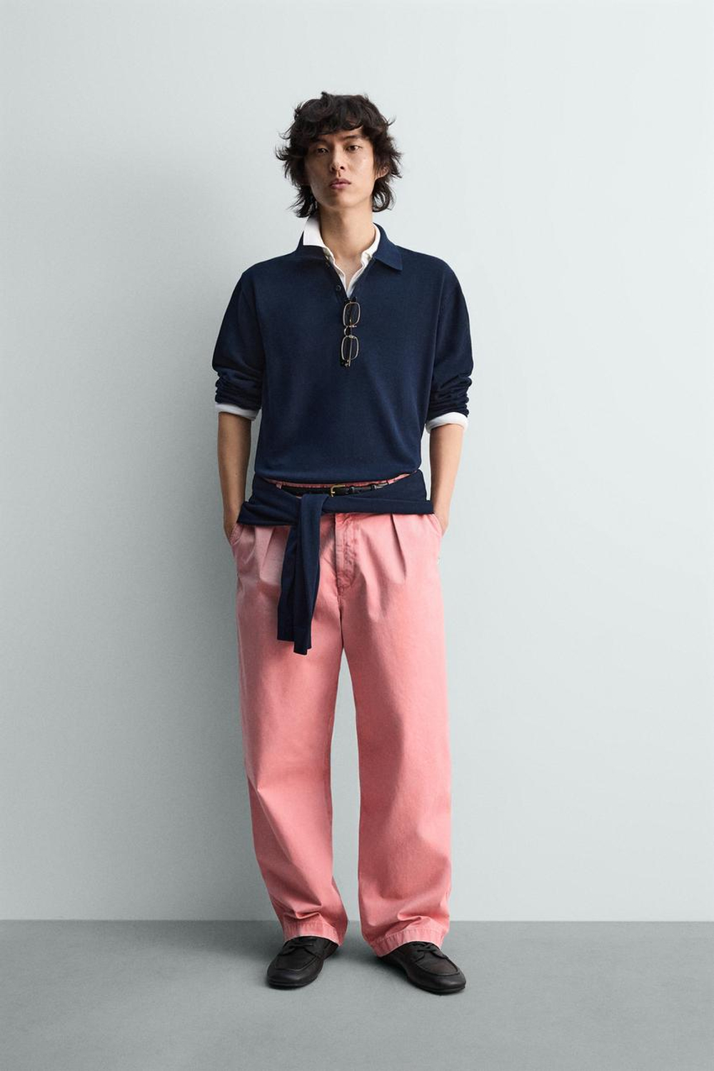 ZARA ТРИКОТАЖНОЕ ПОЛО RELAXED FIT, МОРСКОЙ СИНИЙ