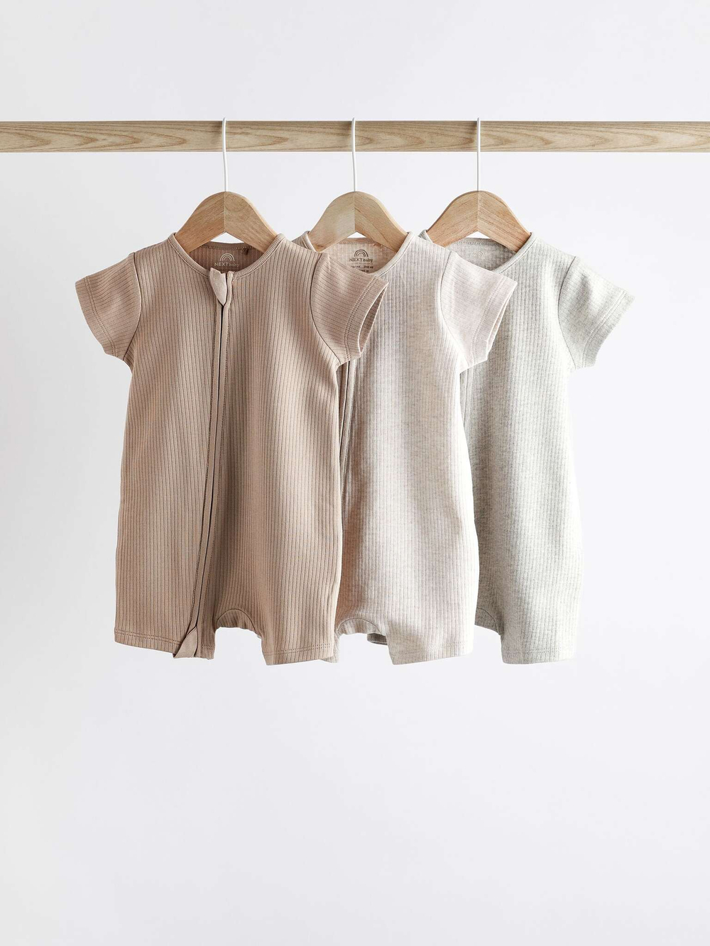 Боди с коротким рукавом для малышей Next Q53-627, 3 шт., Бежевый, Молочный