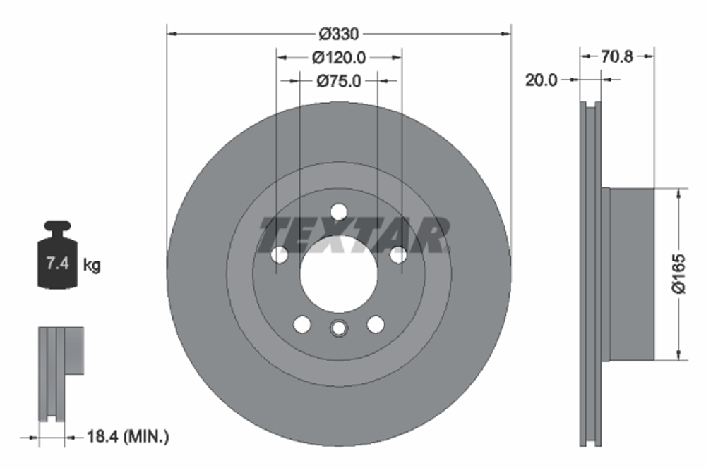TEXTAR - 92256303-TET - Brake Disc