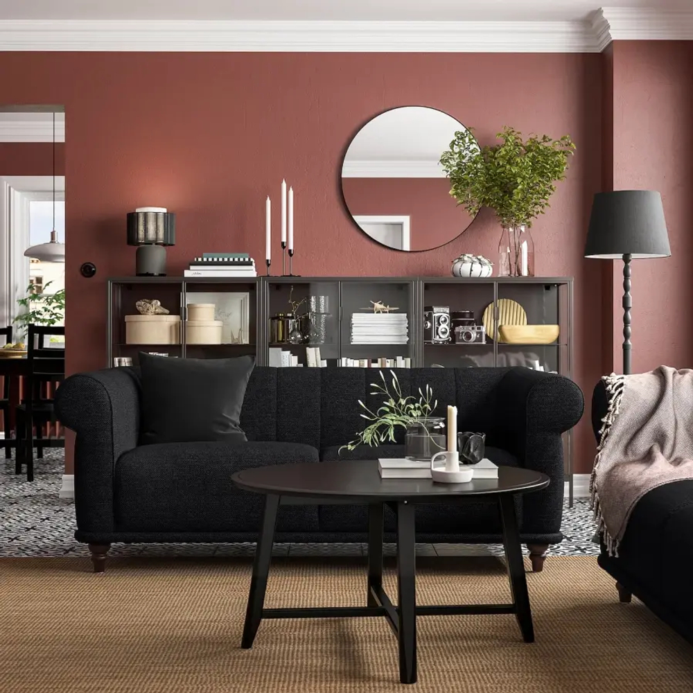 2-местный диван - IKEA VISKAFORS,  74x90x194см, черный, ВИСКАФОРС ИКЕА
