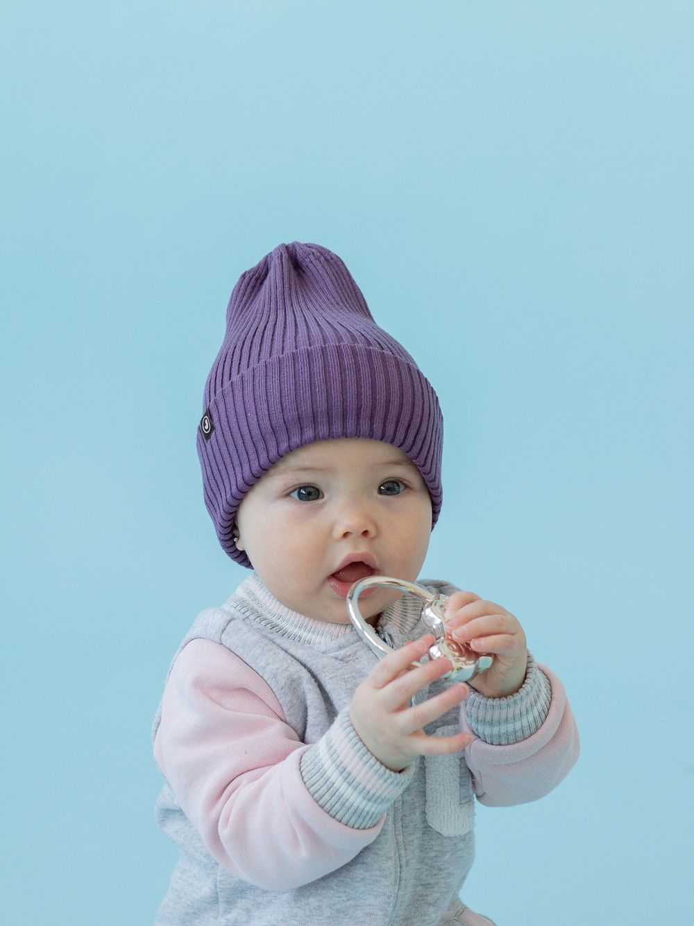 Шапка вязаная-резинка хлопковая КЭП(Виноград)