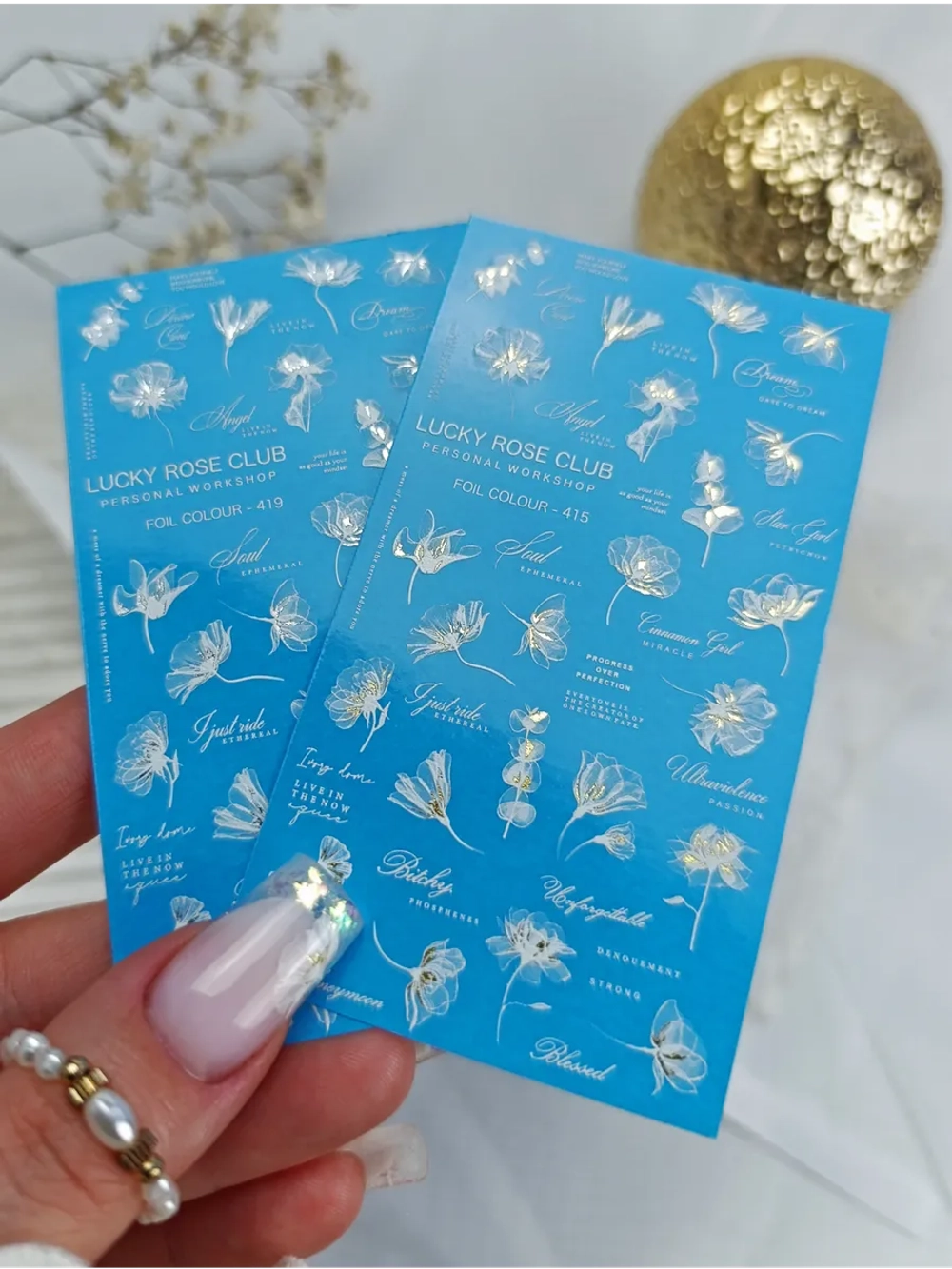 Lucky Rose Слайдеры наклейки для длинных ногтей 415