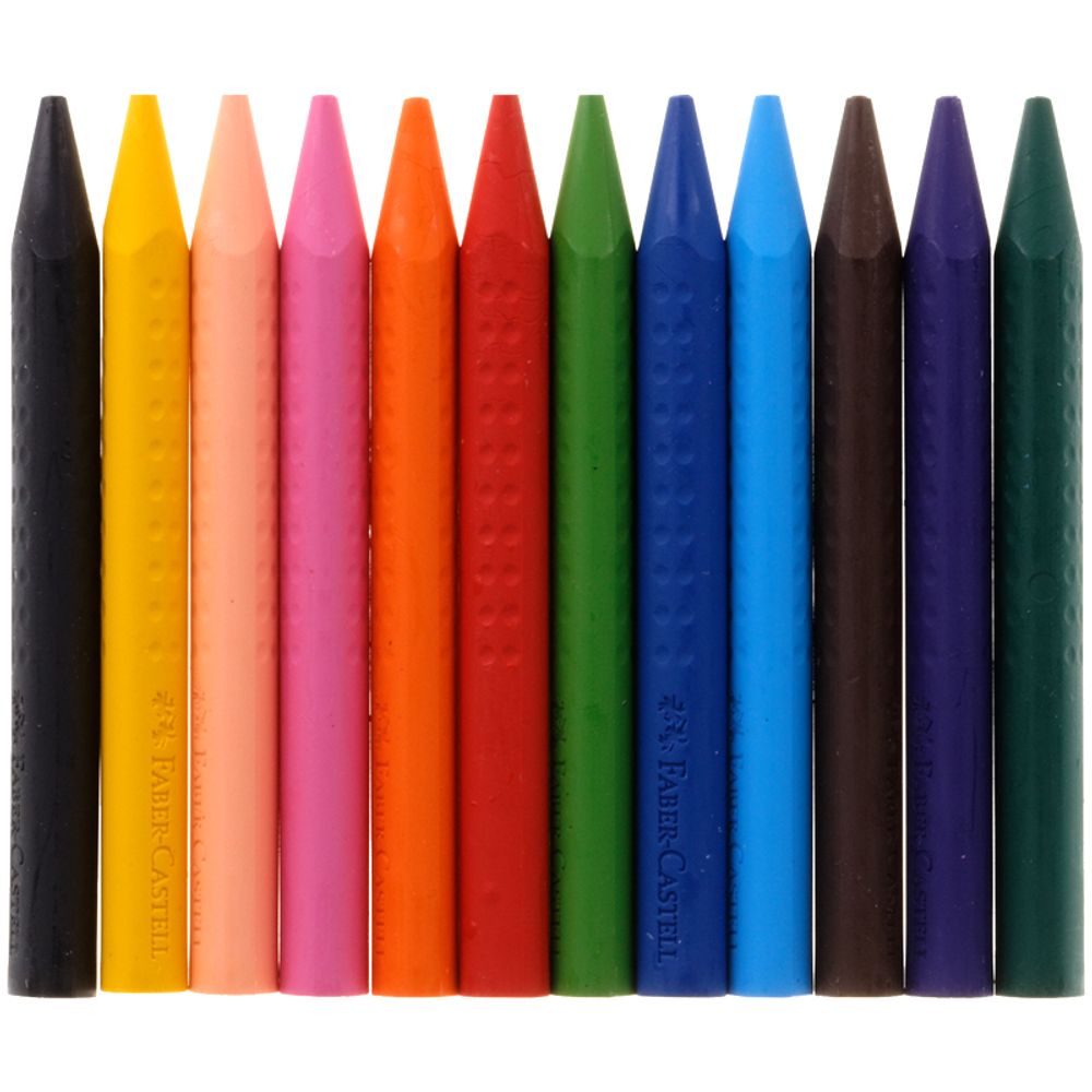 Мелки пластиковые Faber-Castell "Grip" 12цв., трехгранные, картон, европодвес
