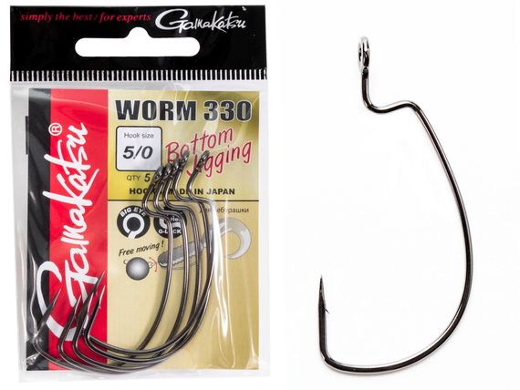 Крючки офсетные Gamakatsu WORM 330 BOTTOM JIGGING HOOKS разм. 5/0 5шт.