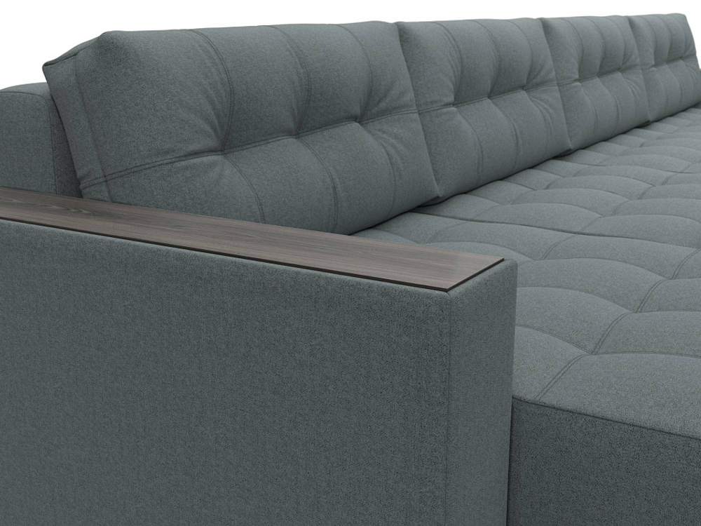 Диван П-образный с декором Лига-049 НПБ Лонг, Амур 07 РОГОЖКА серый