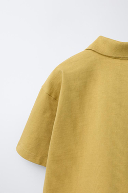 ZARA ОДНОТОННОЕ ПОЛО ИЗ ФЕЛЬПЫ, ФИСТАШКОВЫЙ