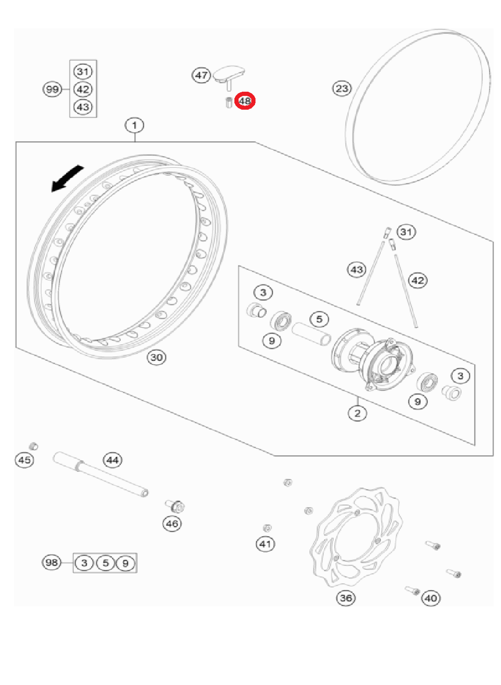 Гайка фиксатора покрышки KTM, HQV, GASGAS