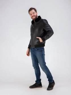 Дубленка мужская натуральная зимняя овчина бомбер Турция