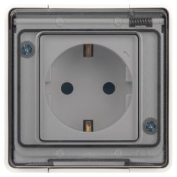 Розетка ЭРА Эксперт 11-2502-01 с заземлением крышкой 2P+E IP55 шторки 16A-250В ОУ белый | Эра Эксперт