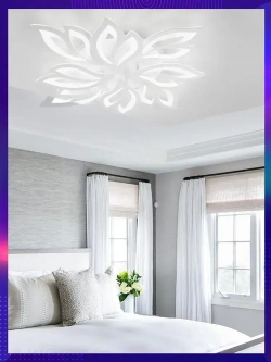 Люстра потолочная светодиодная с пультом, белая, для всех видов потолков, 160W + 8W (RGB)