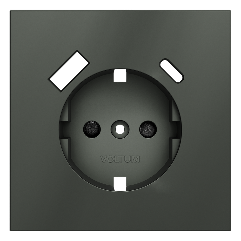 Накладка для розетки с заземлением и защитными шторками, с USB A+C, (титан) Voltum S70 VLS001006