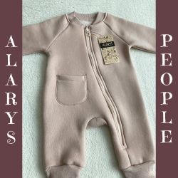 Комбинезон с начесом однотонный бежевый для новорожденных и детей до 1 года, ALARYSPEOPLE
