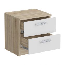 Тумба прикроватная 450 2 ящика Салоу (дуб сонома/перламутр), МФ 1+1