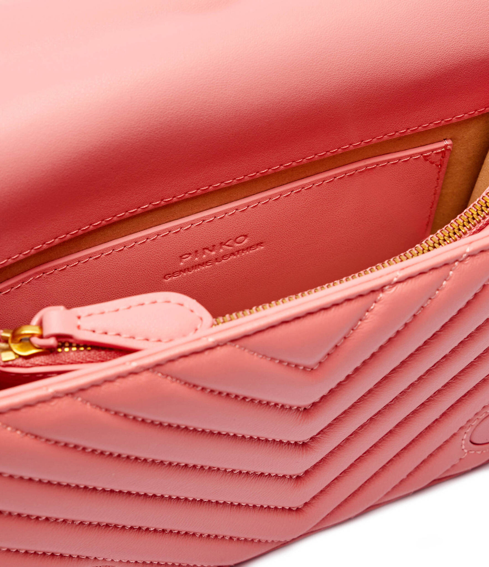 Кожаная сумка-мессенджер LOVE CLICK MINI SHEEP NAPPA CH Pinko - пудро-розовый(100067 A0VM)