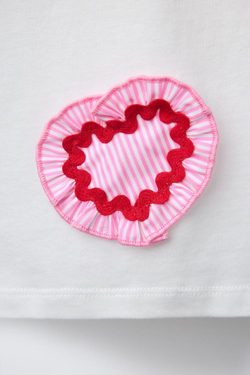 ZARA ФУТБОЛКА С СЕРДЕЧКАМИ ИЗ ПОПЛИНА, РОЗОВЫЙ