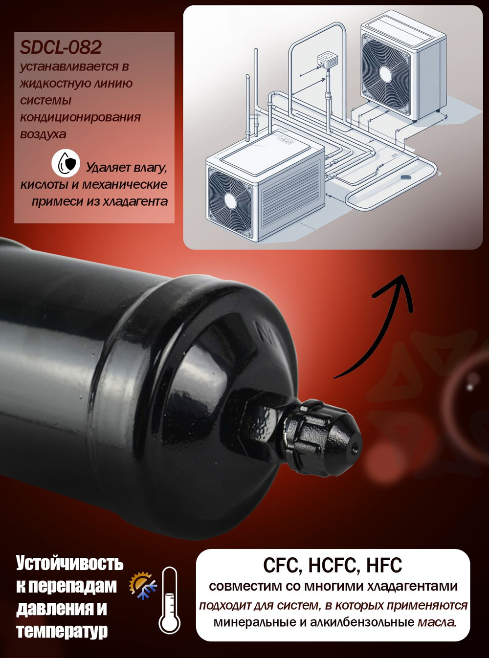 Фильтр-осушитель SDCL-082 (резьба) 1/4" SAE