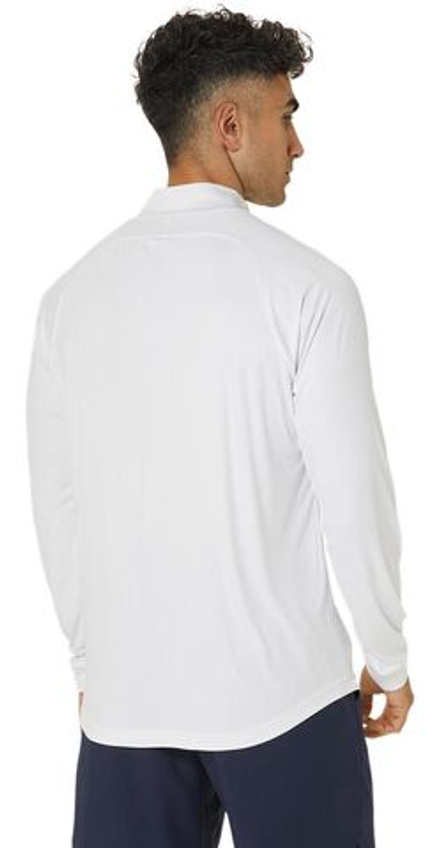 Мужская теннисная футболка Asics Men Court 1/2 Zip Long Sleeve Top - brilliant white/brilliant white