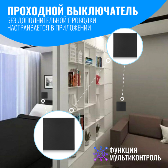 Умный клавишный WiFi выключатель Smart Aura с нулём/без нуля, работает с Алисой