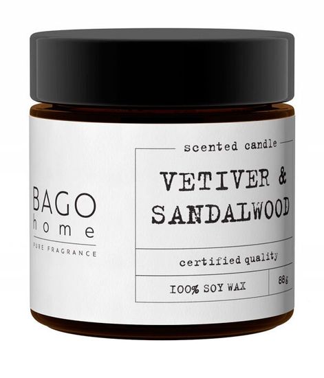 Ветивер и сандал, ароматическая свеча, Bago home