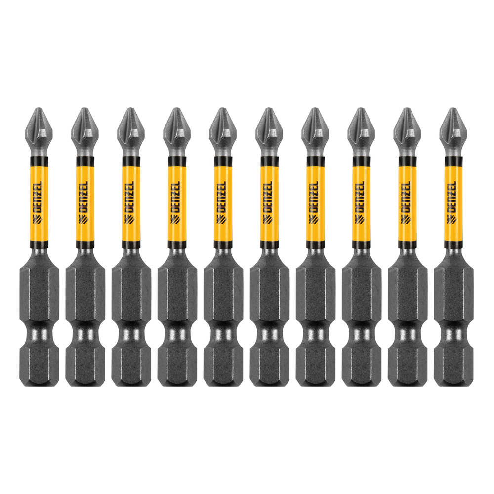 Бита IMPACT, PH1x50 мм, лазерная обработка шлица, сталь S2, 10 шт., Е 6,3 Denzel