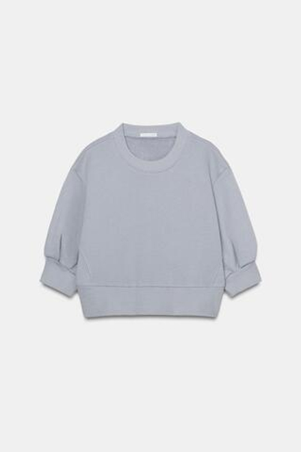 ZARA ОБЪЕМНАЯ УКОРОЧЕННАЯ ТОЛСТОВКА, ПАСТЕЛЬНО-СИНИЙ