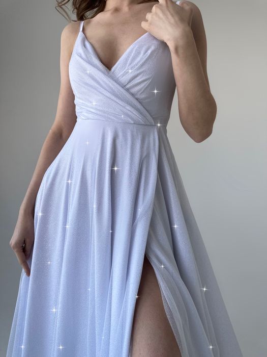 Свадебное нарядное блестящее платье  (белый)