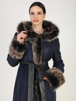 Дубленка зимняя натуральная с капюшоном длинная и теплая