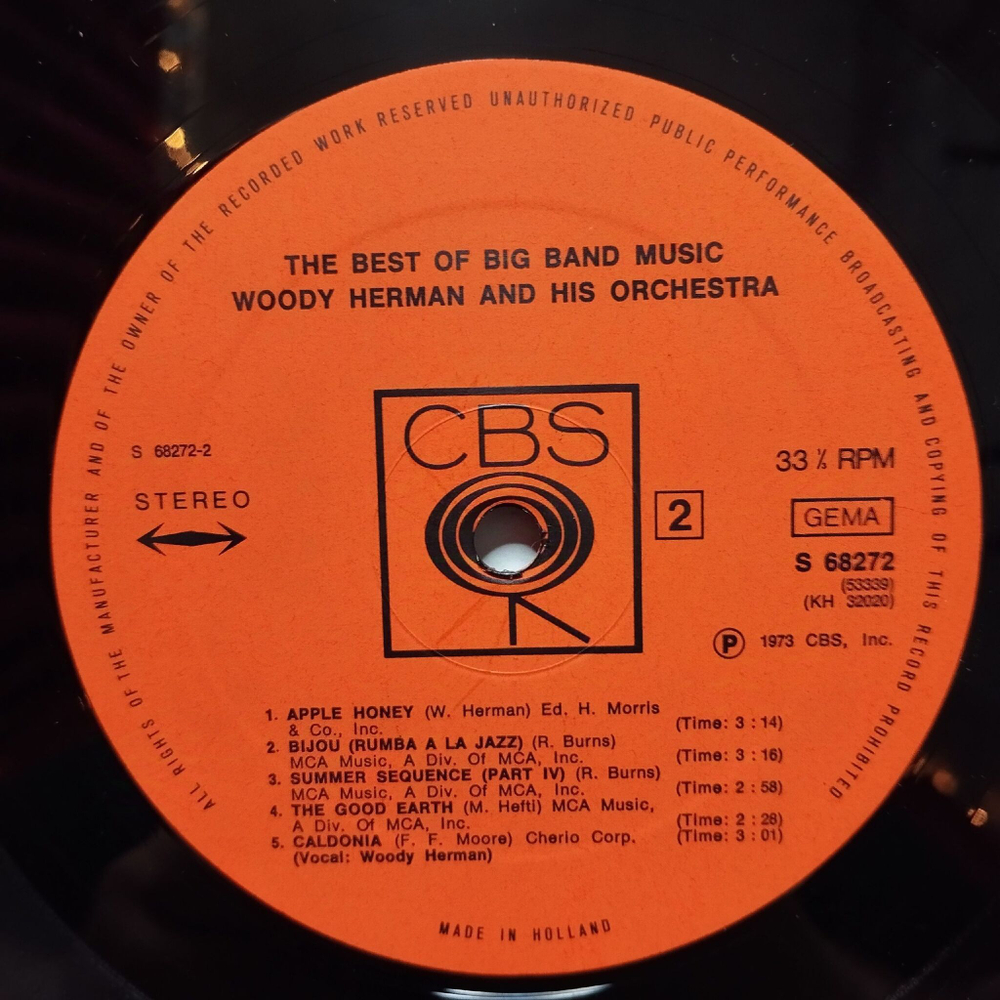 Винтажная виниловая пластинка LP Woody Herman And His Orchestra, Harry James And His Orchestra The Best Of Big Band Music (Holland 1973)