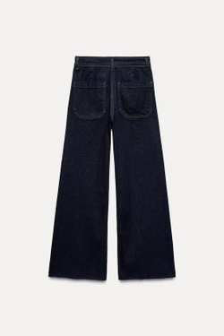 ZARA ДЖИНСЫ WIDE-LEG С ВЫСОКОЙ ПОСАДКОЙ И КАРМАНАМИ — ZW COLLECTION, ТЕМНО-СИНИЙ