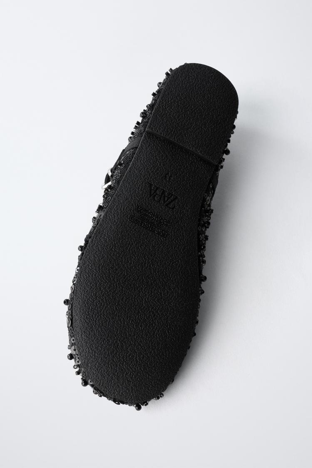 ZARA БАЛЕТКИ С ПРЯЖКОЙ И ЖЕМЧУЖИНАМИ, ЧЕРНЫЙ