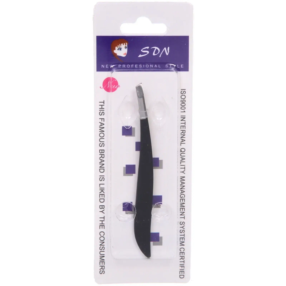 Пинцет для бровей на блистере «Bon Kapriz», скошеный, цвет серебро, 94*8,5*1,2мм