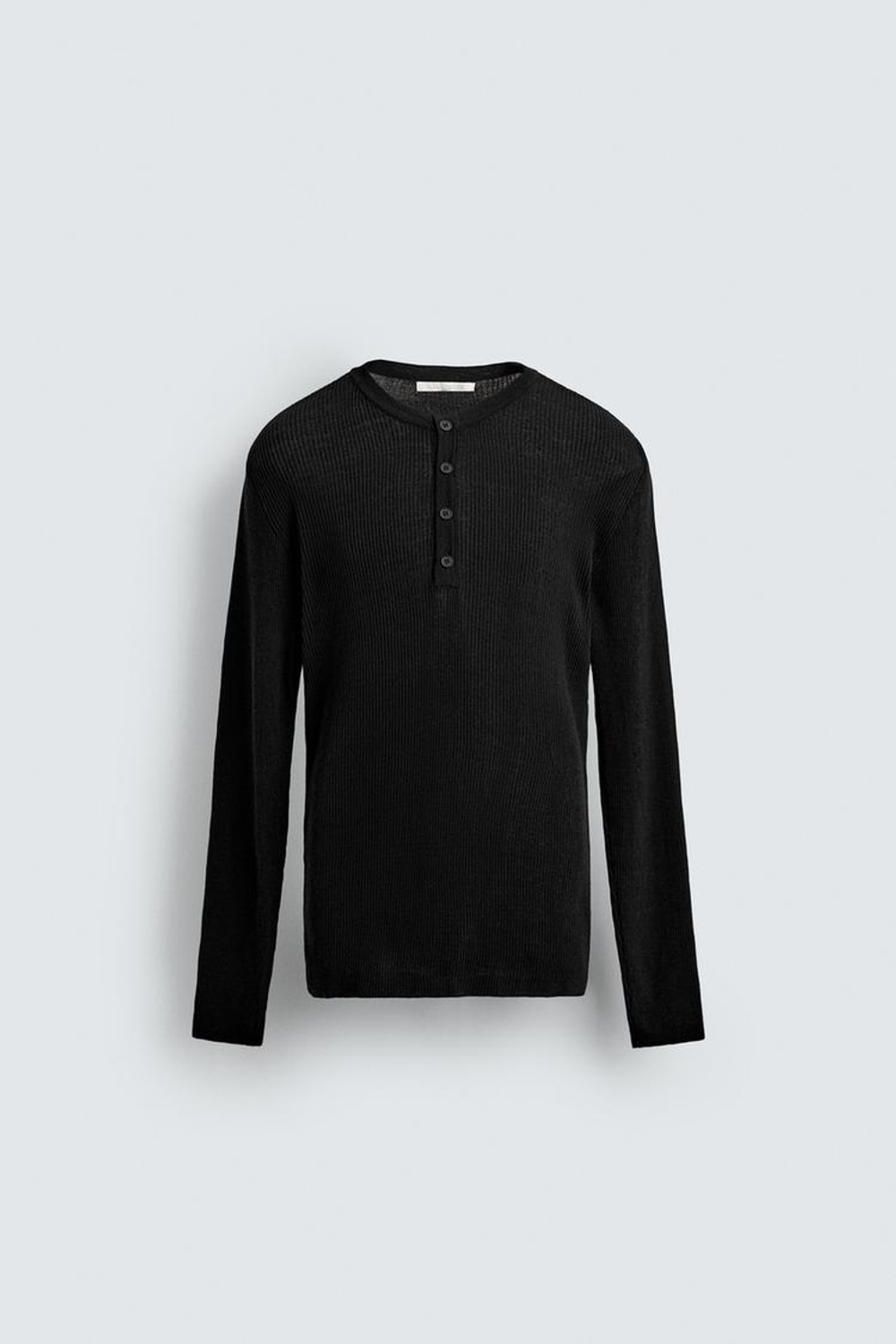 ZARA ЛЕГКИЙ ДЖЕМПЕР С ВОРОТНИКОМ НА ПУГОВИЦАХ, ЧЕРНЫЙ
