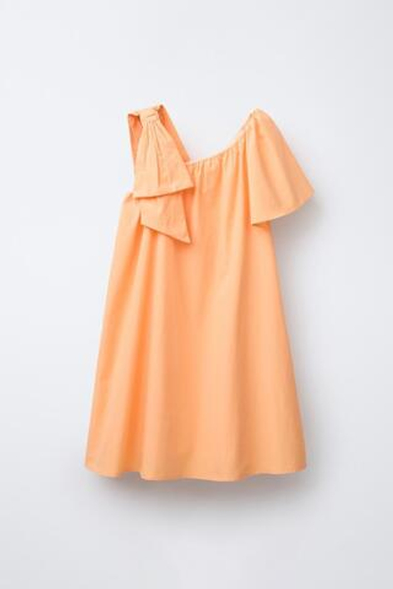 ZARA АСИММЕТРИЧНОЕ ПЛАТЬЕ С БАНТОМ, ОРАНЖЕВЫЙ