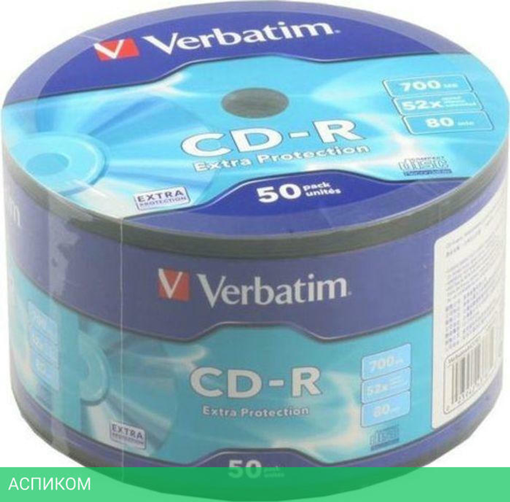 CD-R диск Verbatim 700MB 52x bulk (43787)