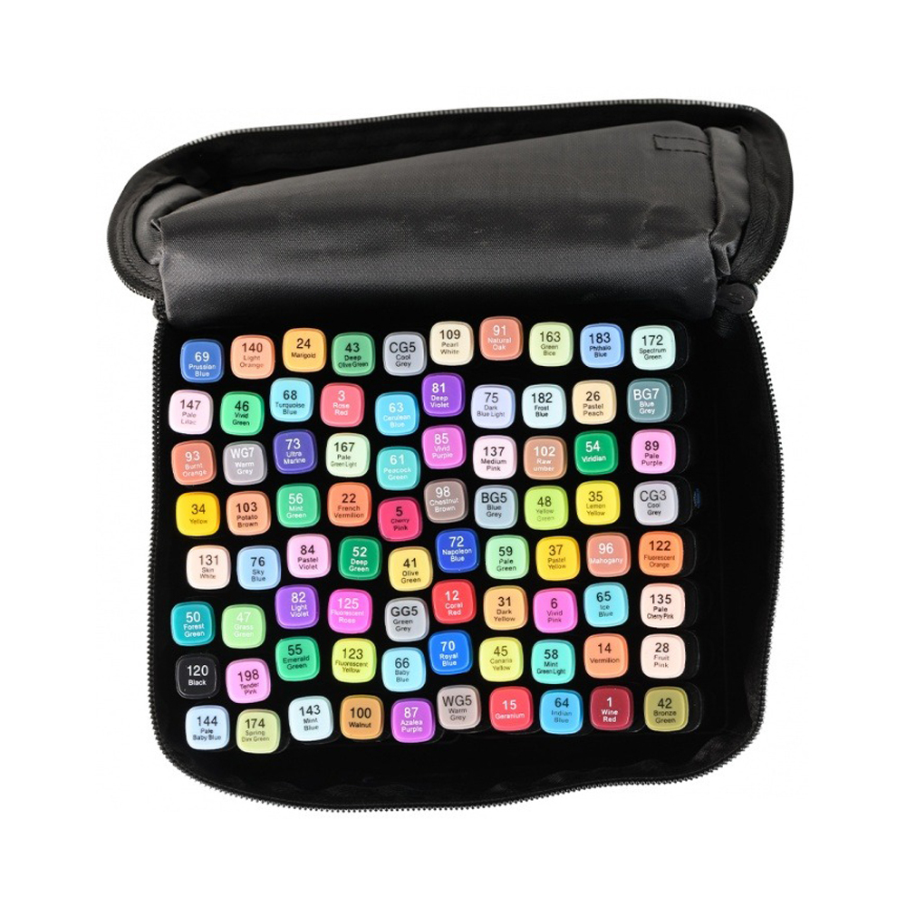 Маркер для скетчинга, двусторонние, Basir, на подставке, четырёхгранные, 14 мм, спиртовые, 80 шт