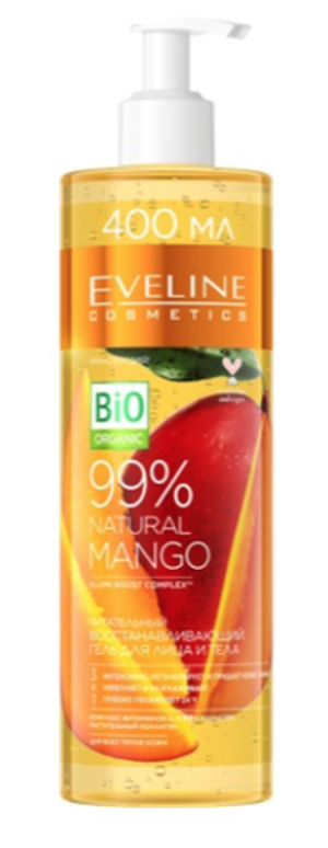 Eveline Питательный восстанавливающий гель для лица и тела Mango серии 99% Natural, 400 мл