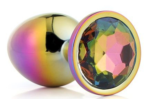 Голографическая анальная втулка с радужным кристаллом - 7,1 см.