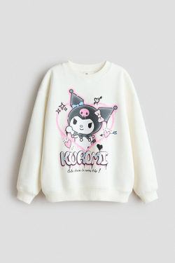 H&M Толстовка оверсайз с принтом, кремовый